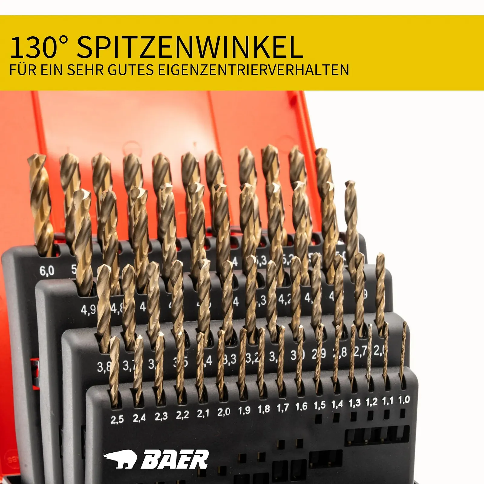 Набір свердел BaerCoil Twist Drill Bit Set HSS-Co Cobalt 1-6 мм 51 шт. DIN 338, фото №2