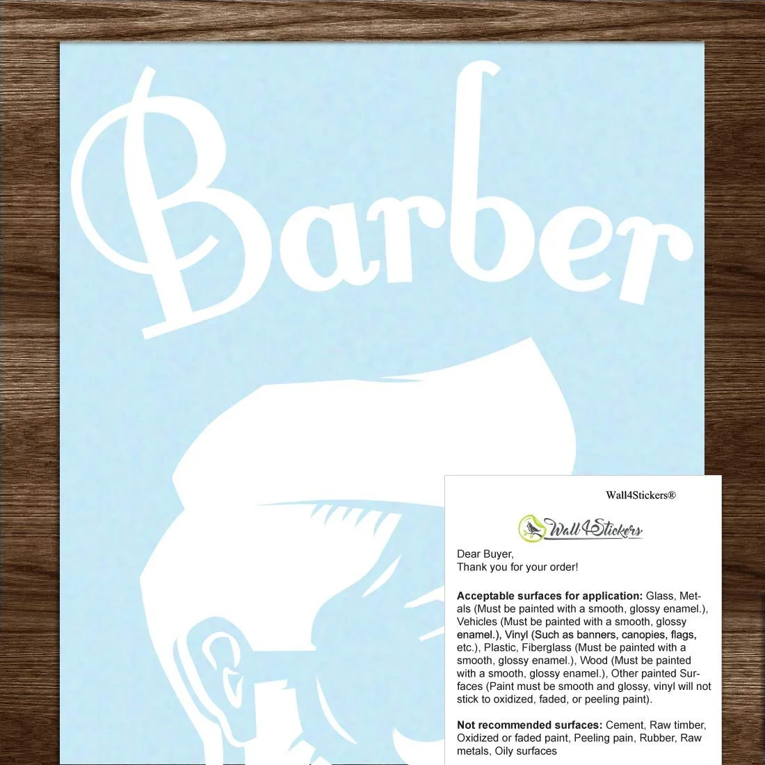 Наклейка на стіну Barber Shop Sign Вінілова для вікон та салонів краси 300 x 600 мм, фото №7 Наклейка на стіну Barber Shop Sign Вінілова для вікон та салонів краси 300 x 600 мм, фото №7