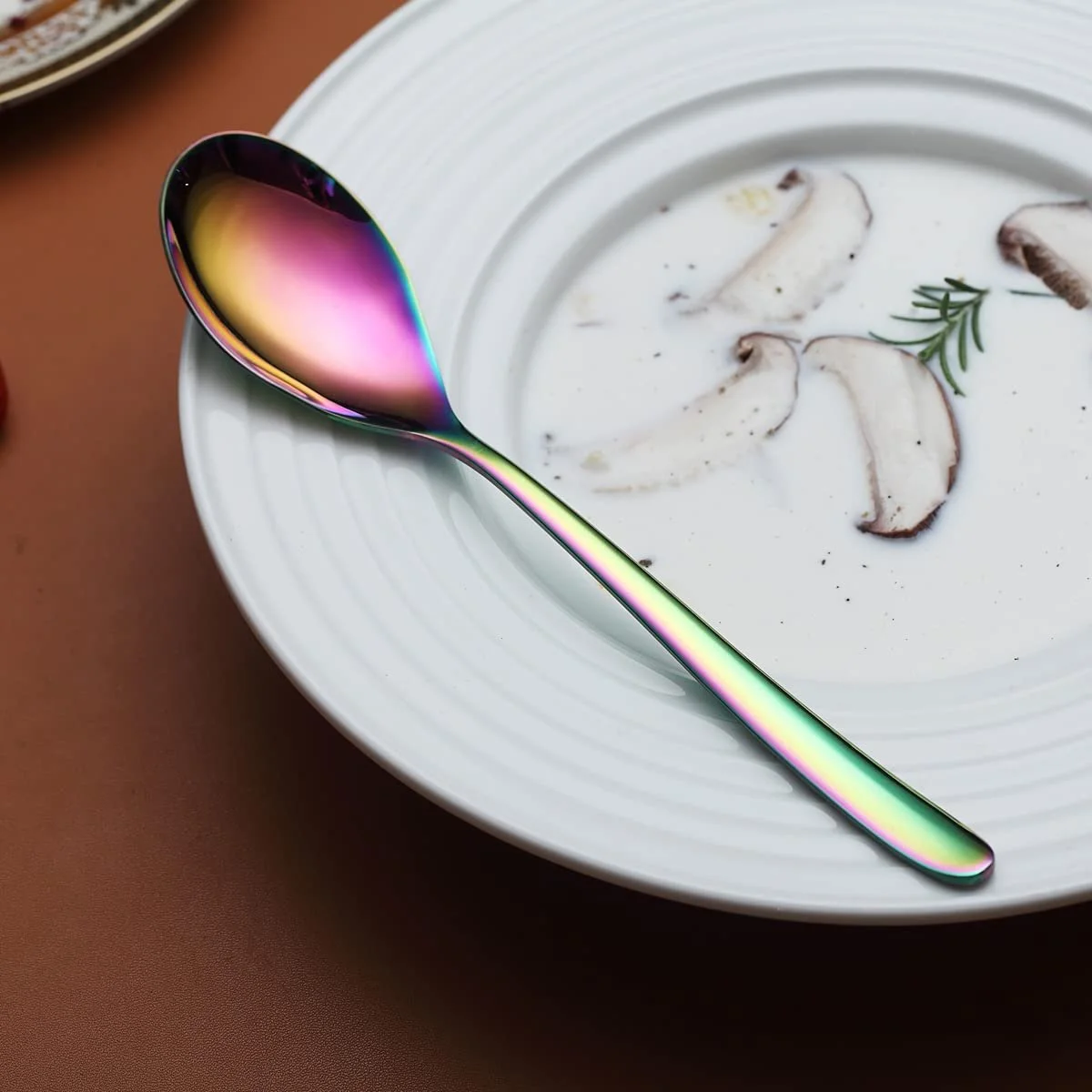 Ложка столова Kyraton Menu Rainbow, набір 6 штук, 8 дюймів, нержавіюча сталь з титановим покриттям, кольору веселки, фото №5