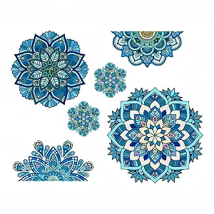 Вінілова наклейка на стіну SUPERDANT Blue Mandala Boho Синя 80 x 39 см - Фото 1