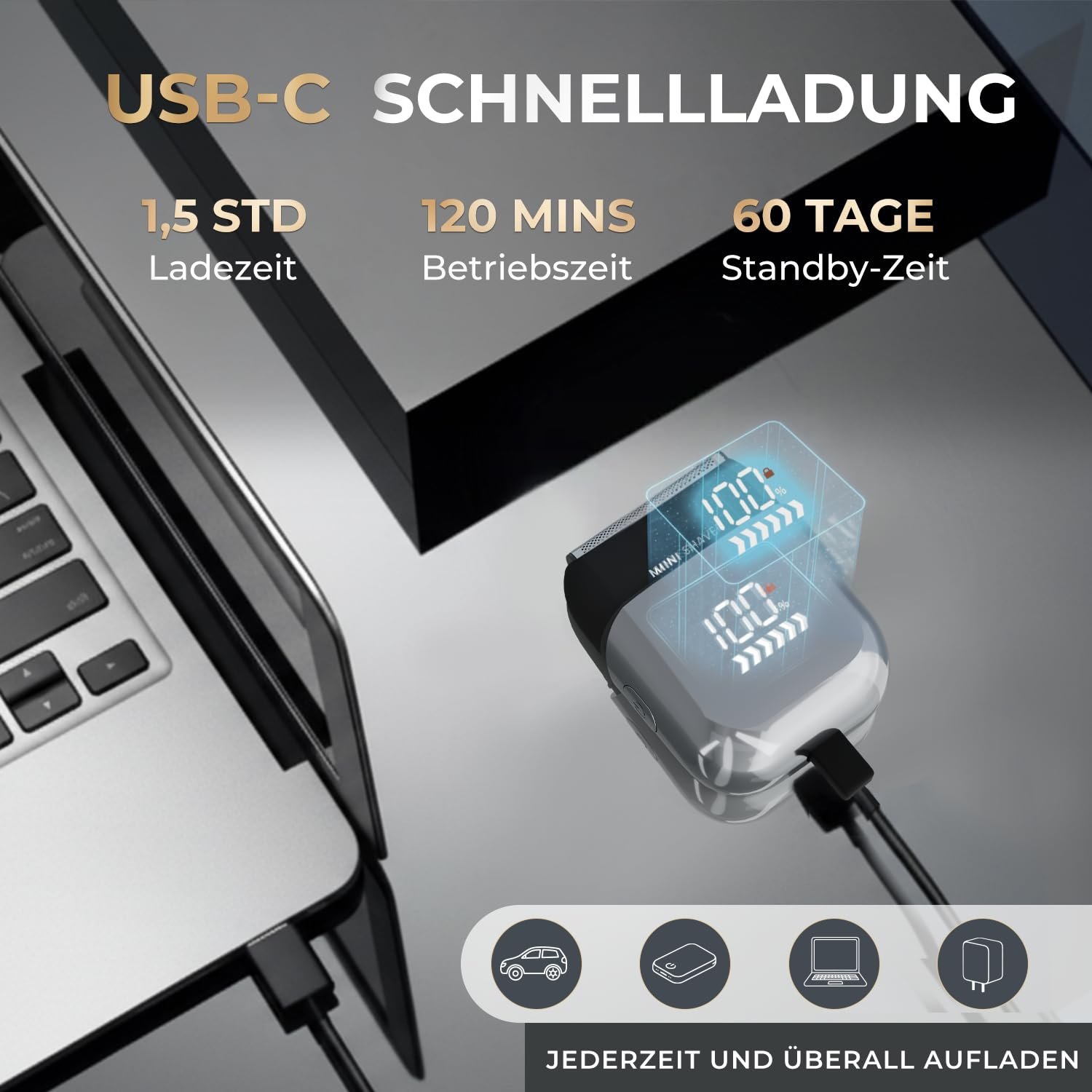 Міні-електробритва сіткова PRITECH Акумуляторна USB-C IPX7 Портативна, фото №6 Міні-електробритва сіткова PRITECH Акумуляторна USB-C IPX7 Портативна, фото №6