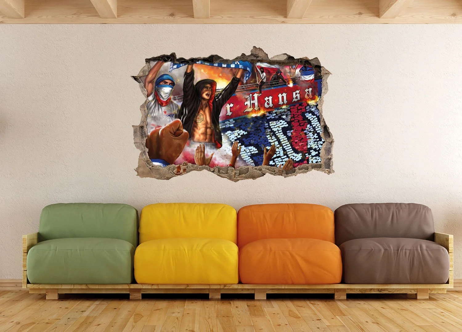 3D Наклейка на стену Ultras Rostock Collage 92 x 62 см, фото №3