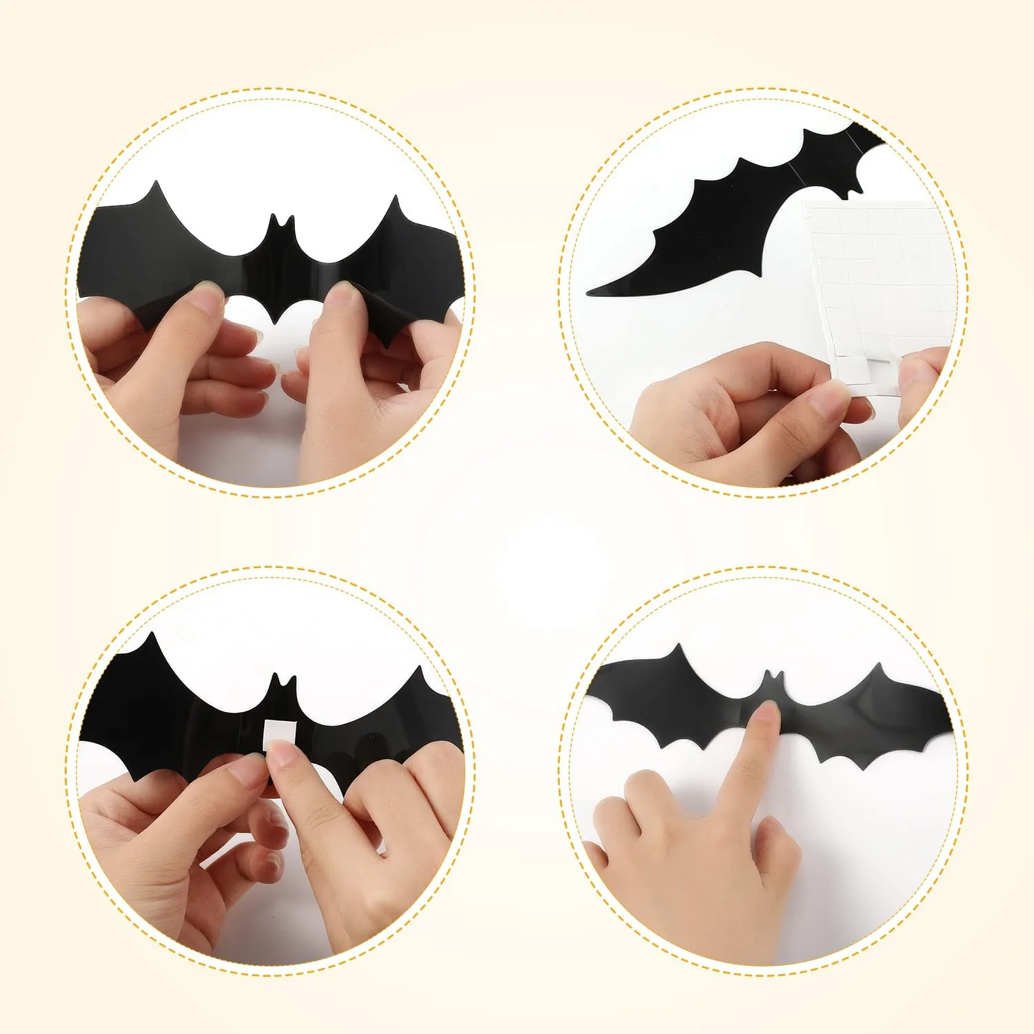 Наклейки на стіну SAVITA Halloween 3D Bat 56 шт. Чорний, фото №3