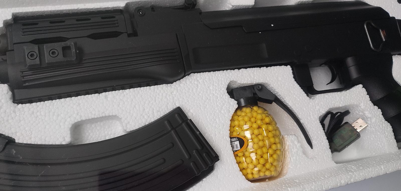 Игручешный Автомат Калашникова АК-47 Tactical Аккумуляторный Cyma Фонарик ЛЦУ + Пистолет кал. 6 мм Black, фото №6