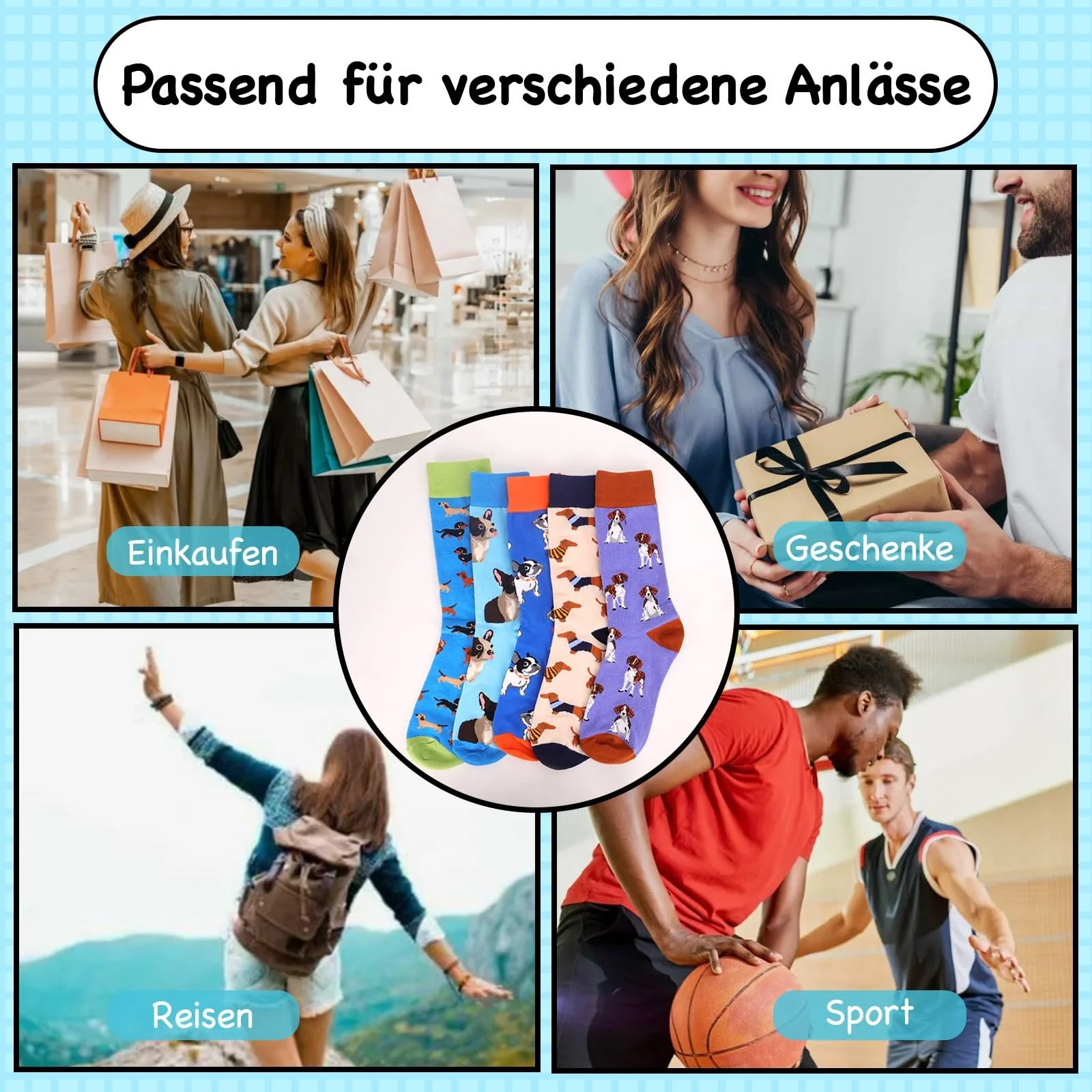 Носки Kaempe, 5 пар, размер 37-44 (36-41), с рисунками, фото №7