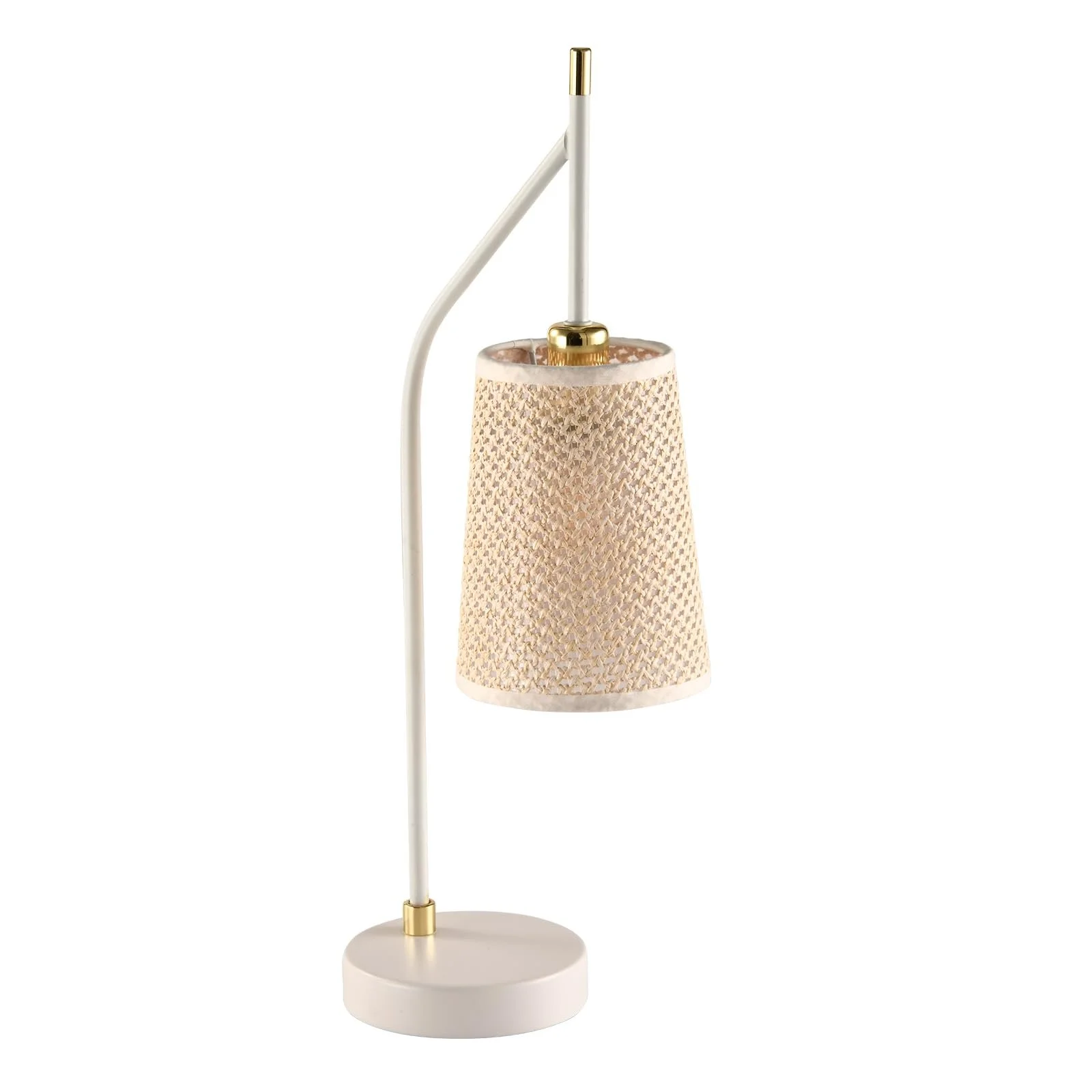 Настільна лампа LQWELL Retro Vintage E14 метал бежева тканинна кришка біла з золотом, фото №1