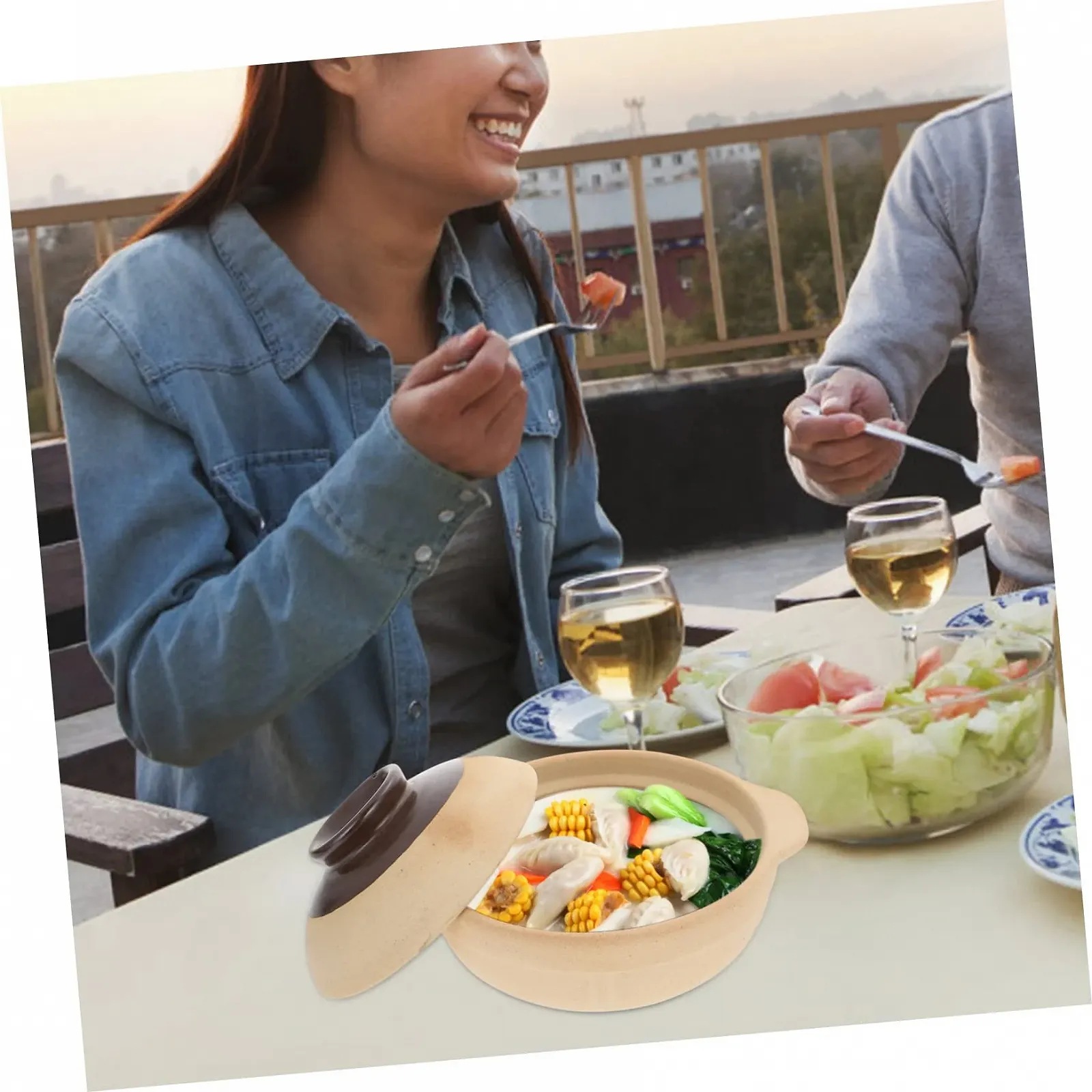 Каструля-керамічна 1 шт. термостійка для електричних та газових плит і мікрохвильових печей енергозберігаюча, фото №5