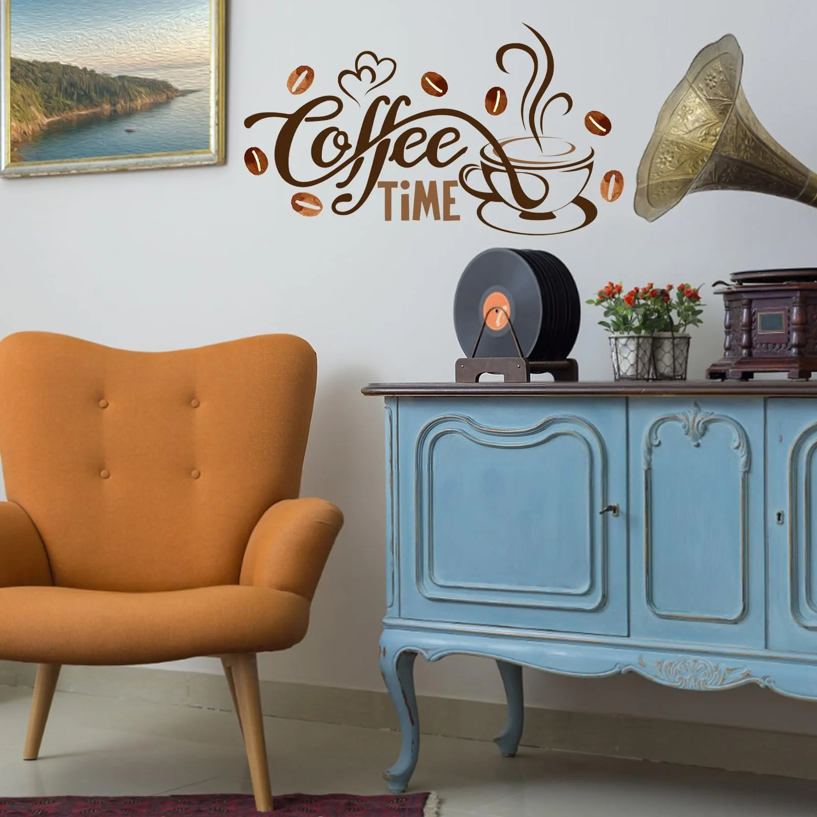 Наклейка на стіну Coffee Time But First Coffee Cappuccino, фото №6