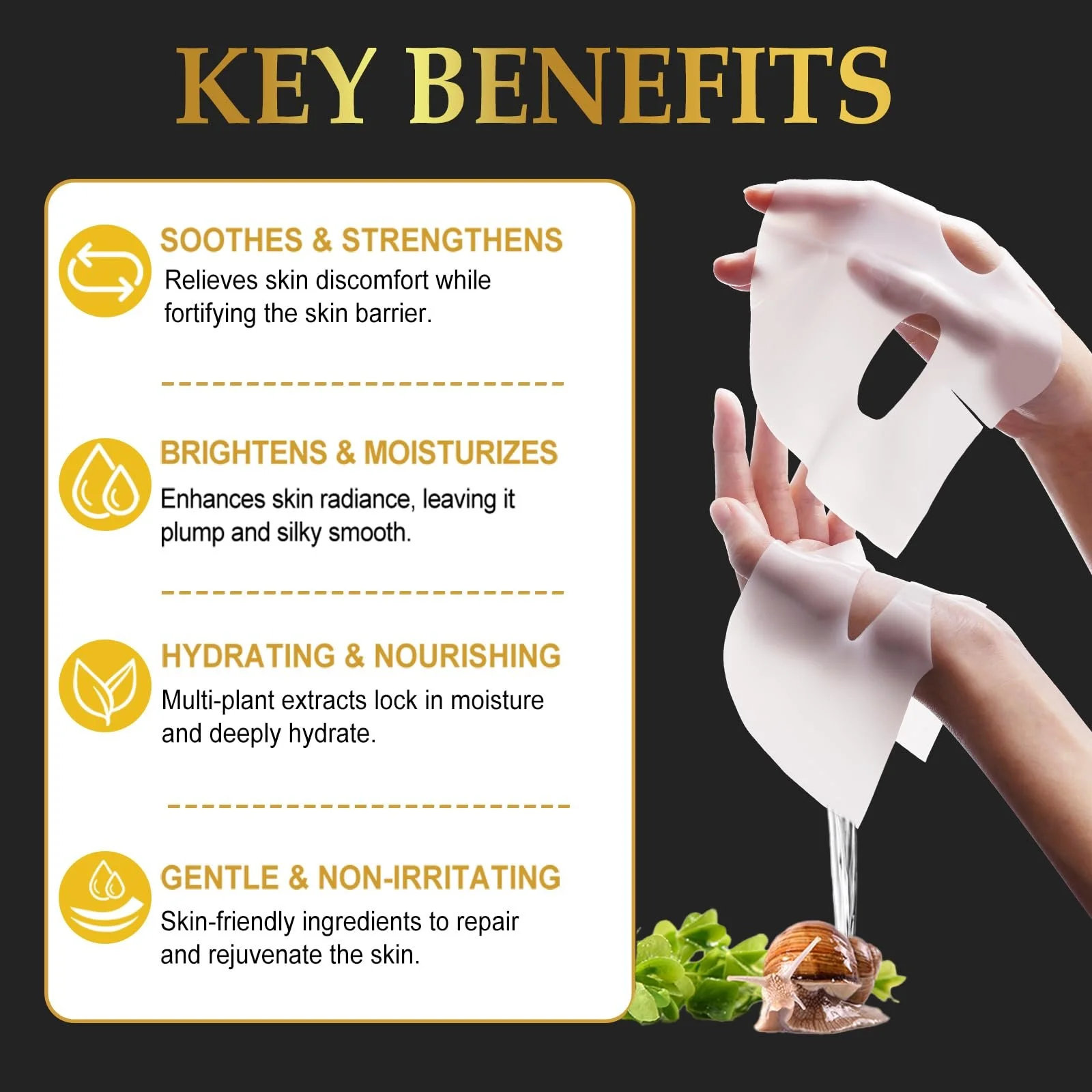 Листкова Маска з Муцином Равлика, 6 шт. Гідрогелева, фото №4