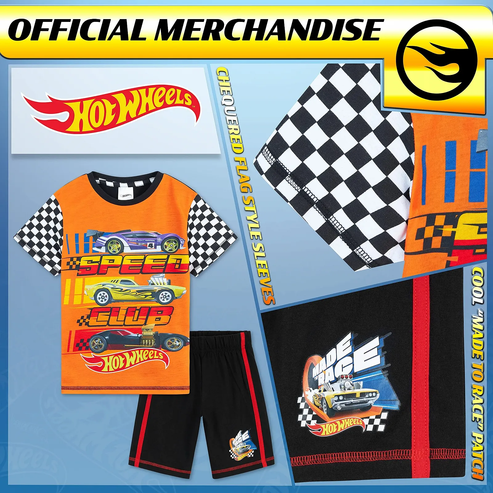 Комплект піжами Hot Wheels для хлопчиків, шорти, 2 шт, фото №4
