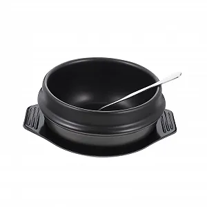 Керамічна каструля TOYANDONA для бібімбапа з підносом і ложкою термостійка нековзна міцна - Фото 1