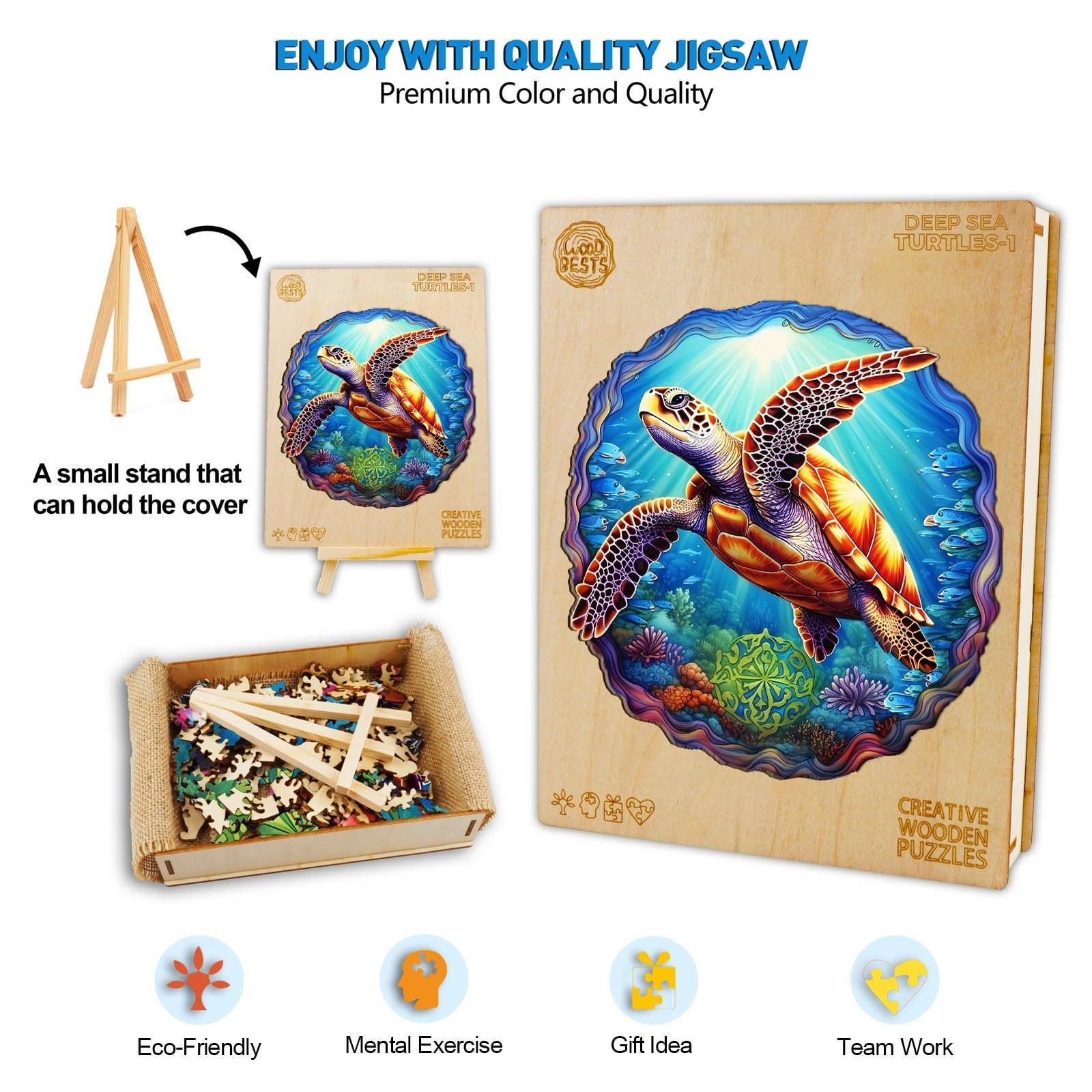 Пазл Deep Sea Turtles 300 деталей 34 x 35 см дерев'яний фігурний, фото №3