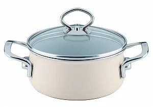 Кастрюля Riess Nouvelle-Avorio Top 3000 0707-011 со стеклянной крышкой 16 см Слоновая кость - Фото 1