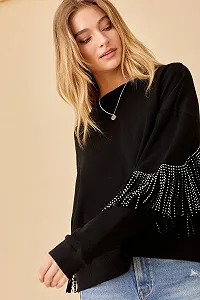 Женская толстовка MAVI FRINGE SWEATSHIRT Black - S synthetic.ua - Фото 1