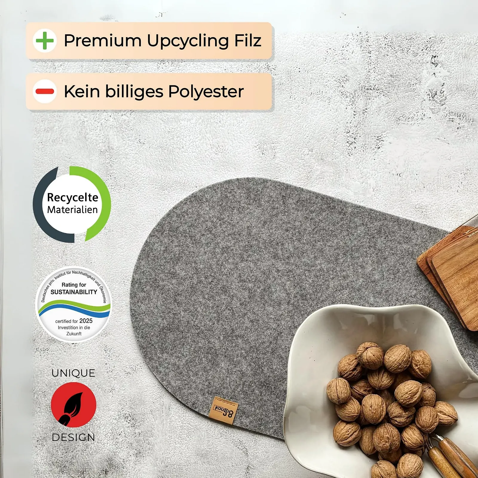 Фетровий Ранер для столу kontor28 Premium 150 x 30 см Urban Grey, фото №5 Фетровий Ранер для столу kontor28 Premium 150 x 30 см Urban Grey, фото №5