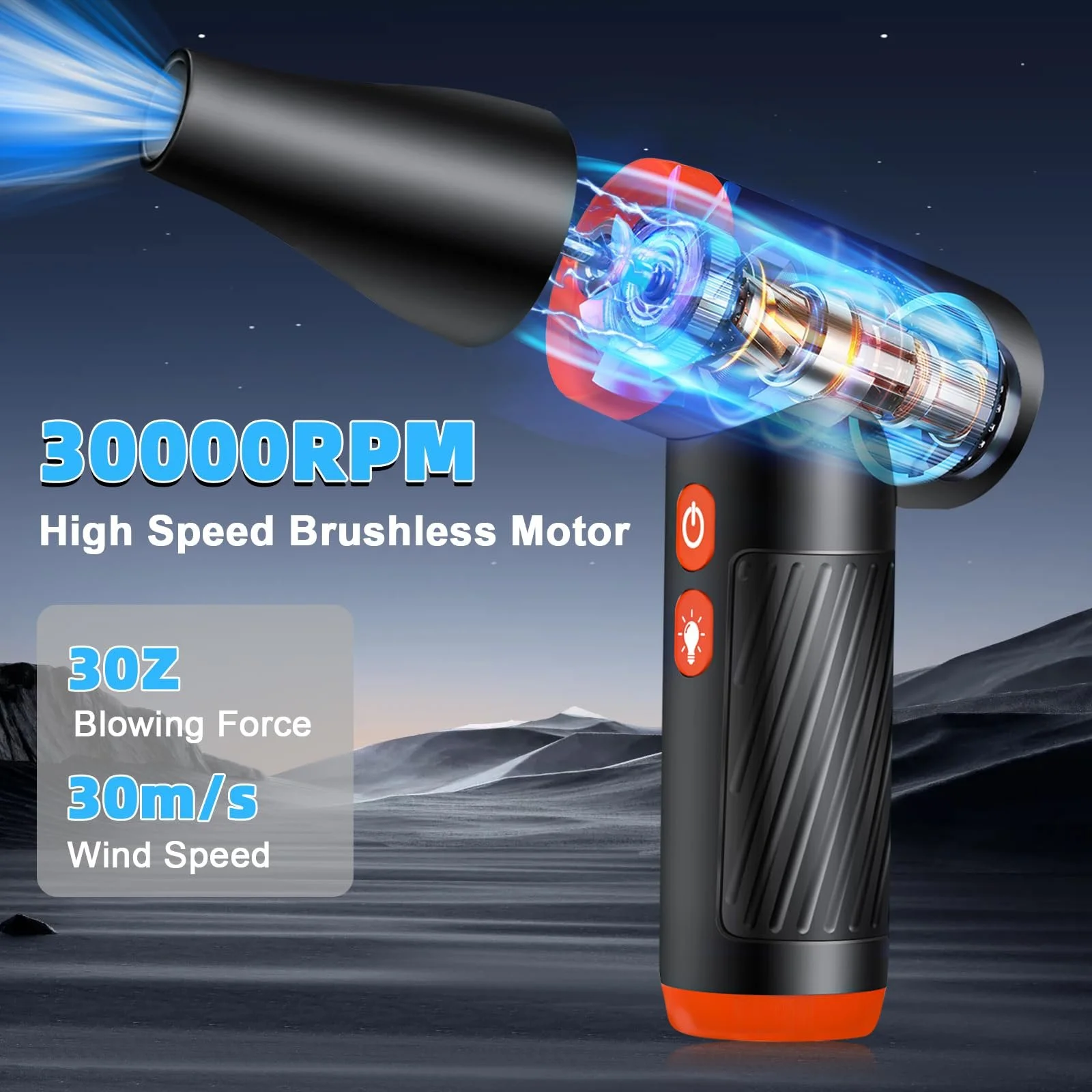 Електричний повітродувка  3-швидкісний 150 000 об/хв 3300 мАг USB, фото №2