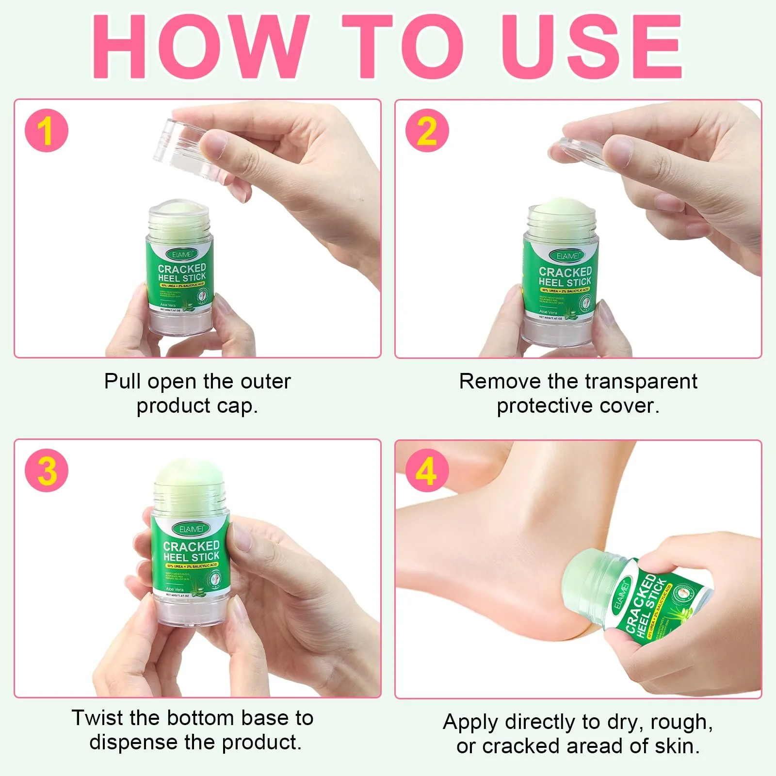 Карандаш для ухода за ногами с мочевиной 60% и салициловой кислотой 2% Интенсивное восстановление Алоэ вера или Персик 2 шт., фото №5 Карандаш для ухода за ногами с мочевиной 60% и салициловой кислотой 2% Интенсивное восстановление Алоэ вера или Персик 2 шт., фото №5