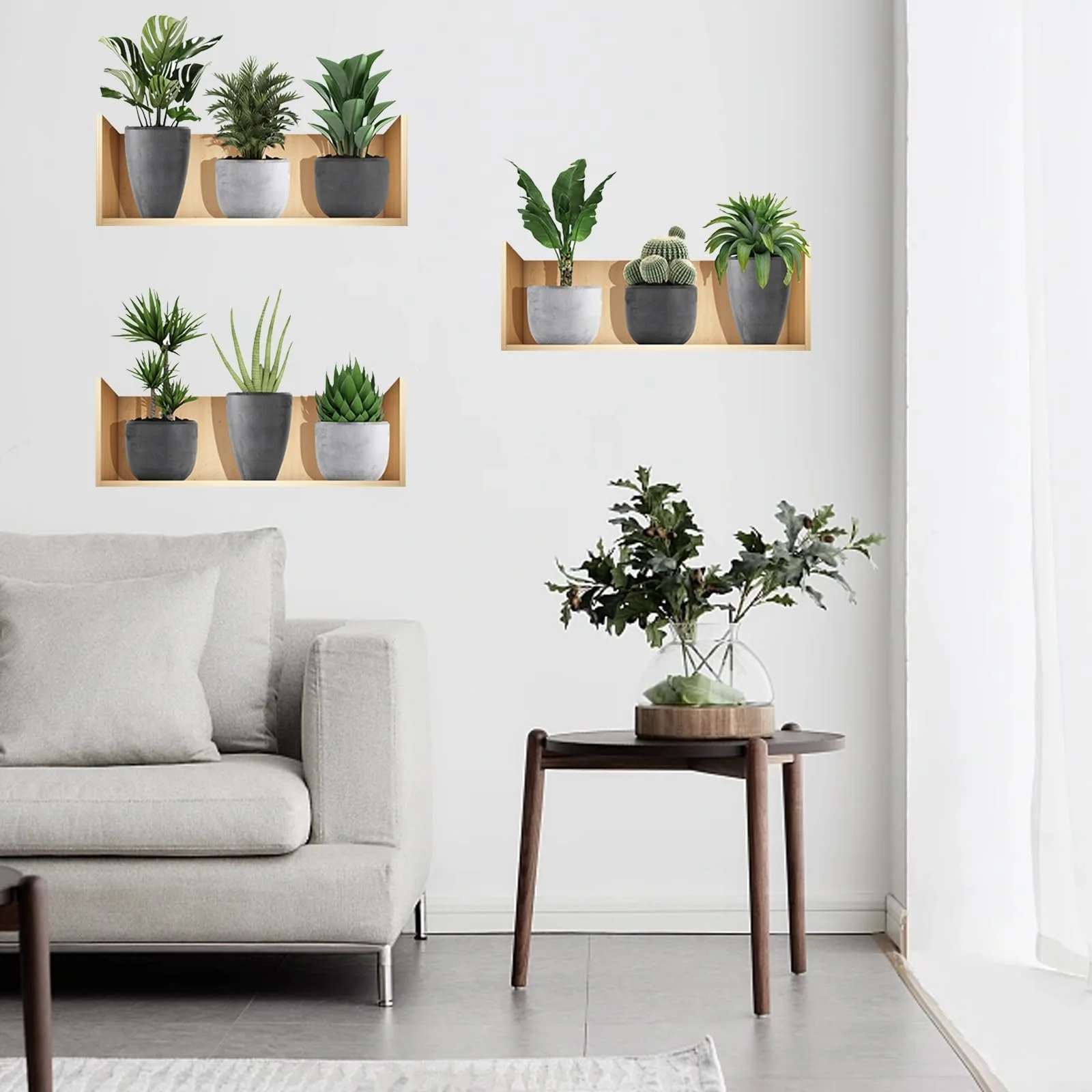 Наклейка на стіну 3D Вази та зелені рослини ПВХ, фото №4