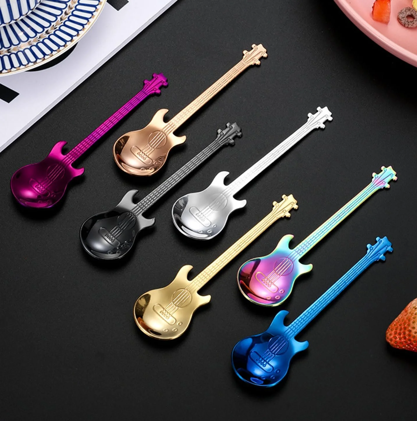 Набір з 7 кольорових десертних ложок з нержавіючої сталі, фото №5