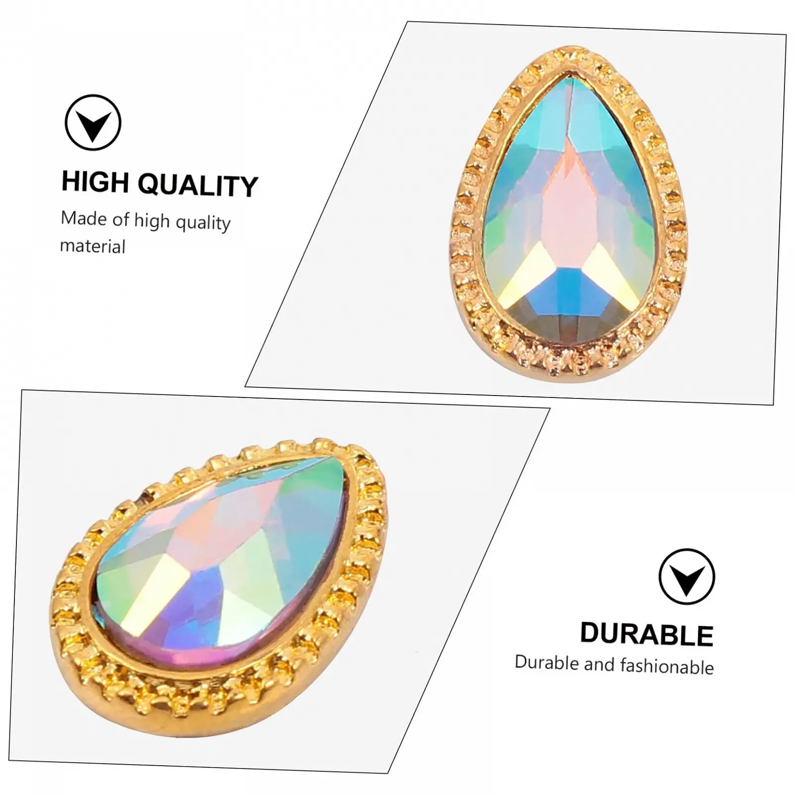 Стрази для нігтів краплеподібні 30 шт., фото №8