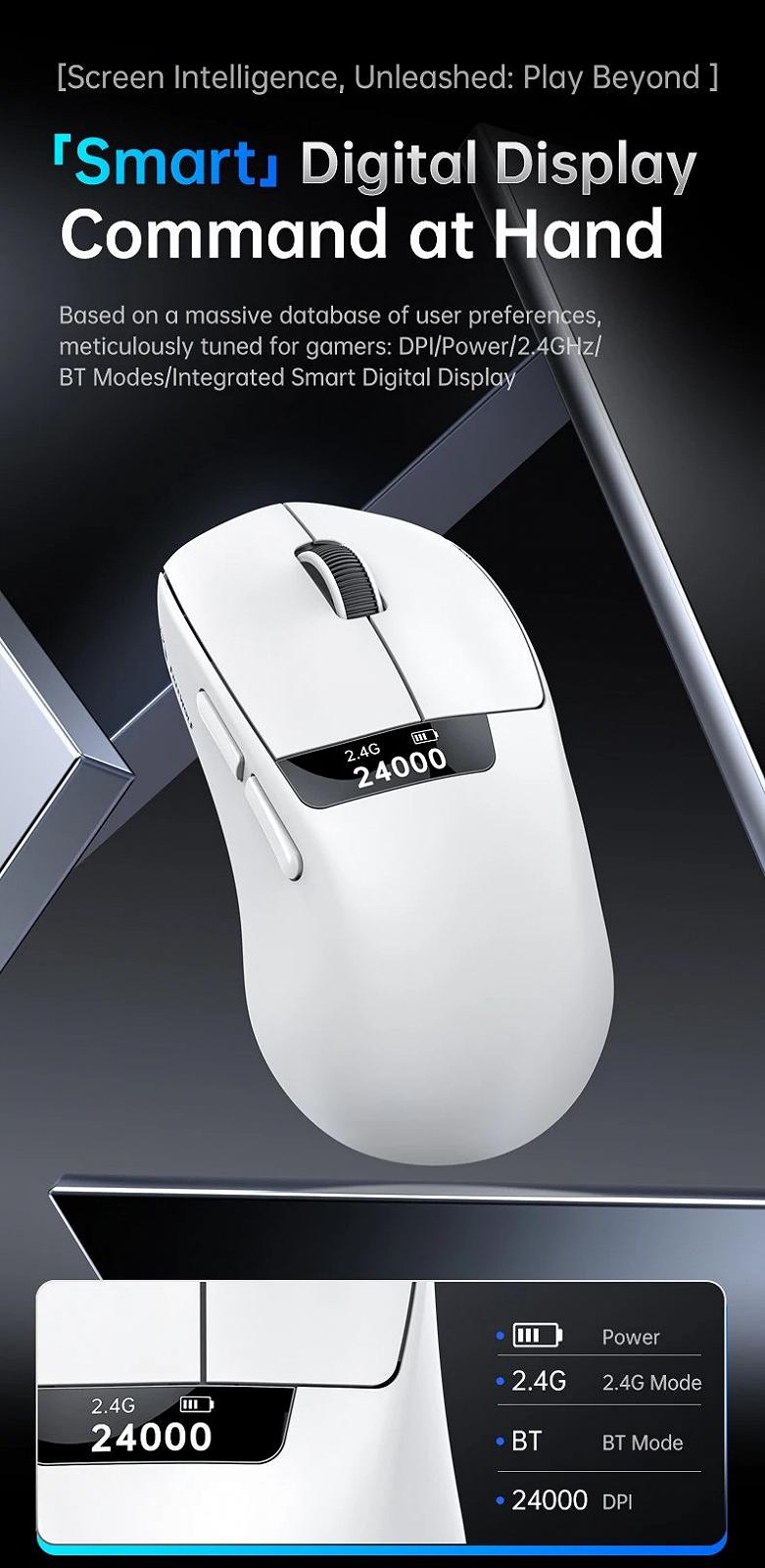 Миша FreeWolf A7 Black 24000DPI PAM3311 із зарядною базою та екраном, фото №11