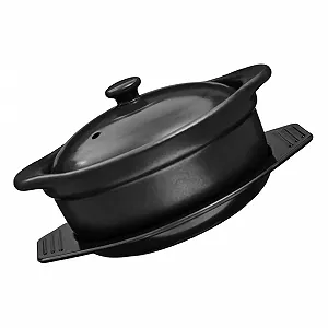 Керамическая кастрюля с крышкой и ручками универсальная для супа и лапши стильная - Фото 1