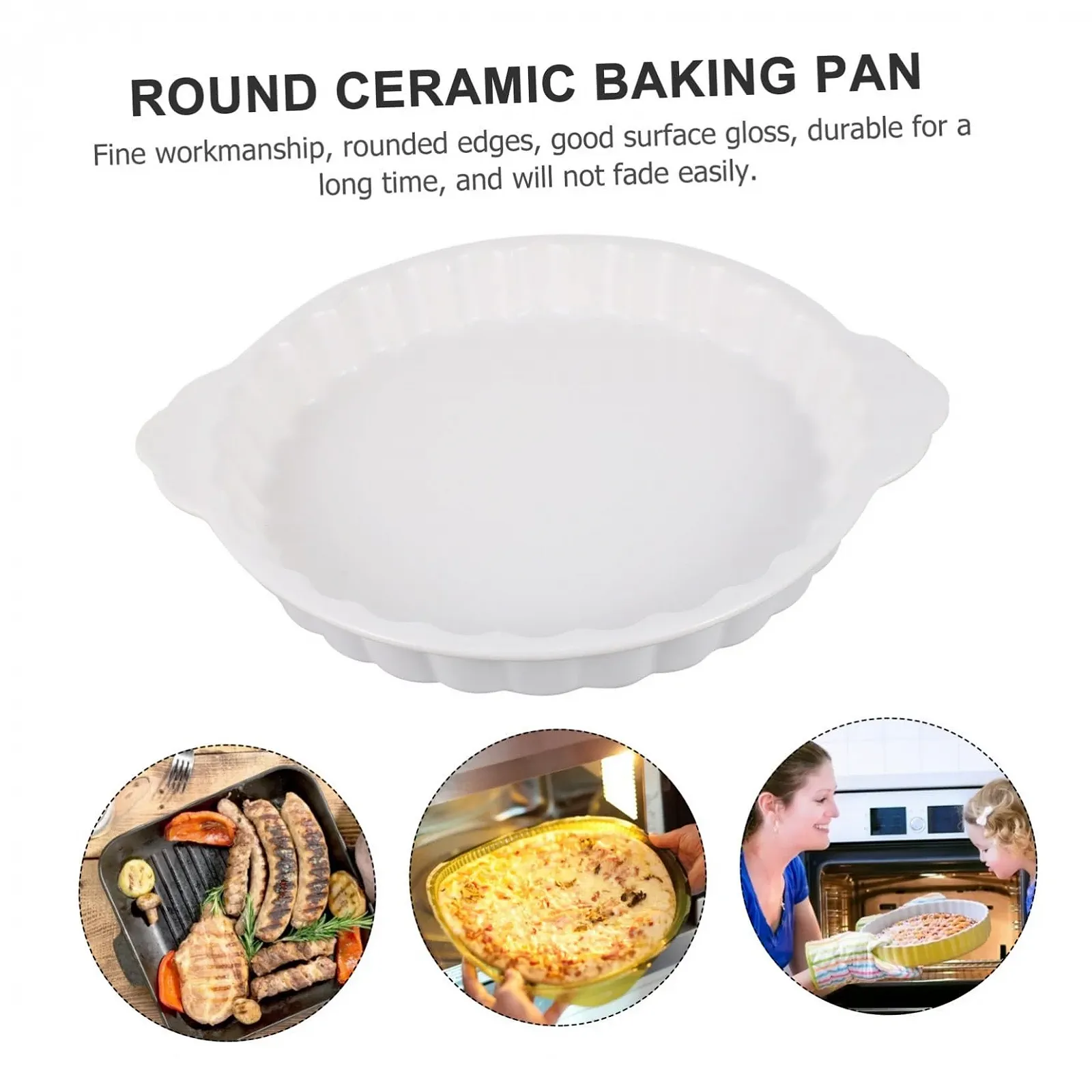 Форма для запікання VALICLUD керамічна кругла з ручками термостійка, фото №3 Форма для запікання VALICLUD керамічна кругла з ручками термостійка, фото №3