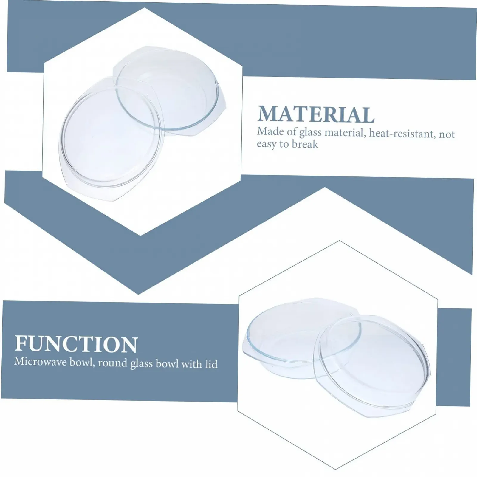 Форма для запікання Кругла скляна З кришкою та ручками Для мікрохвильової печі, фото №6