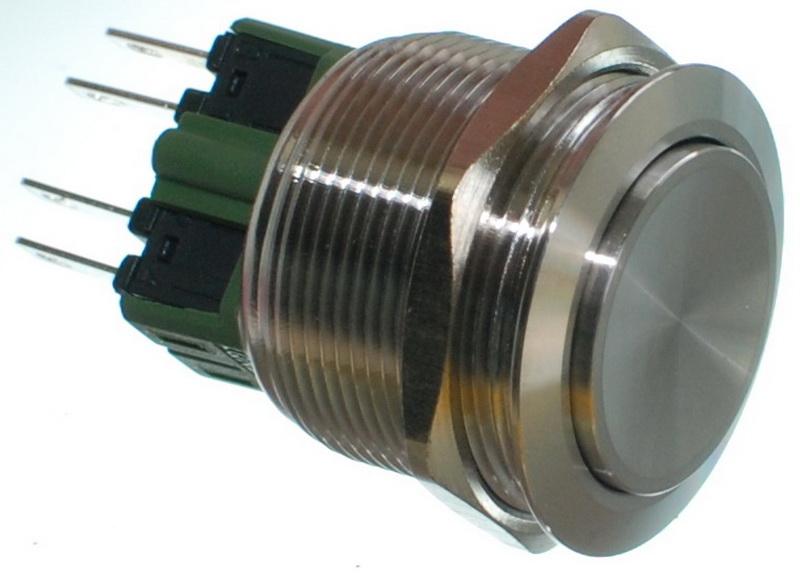 Кнопка антивандальна VJ Parts d28mm стрижка 25mm h33mm 4 контакту, фото №1