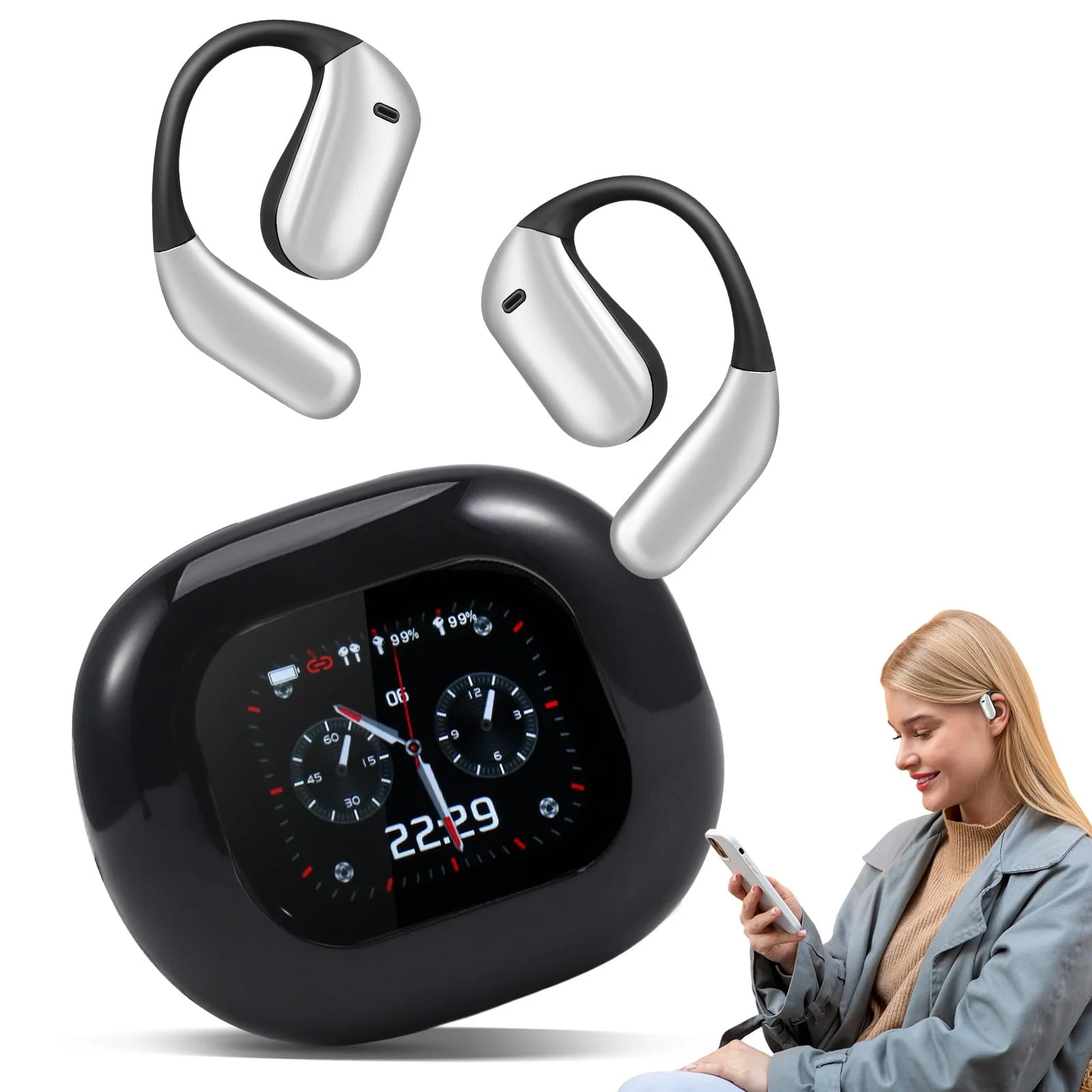 Навушники-перекладачі зі сенсорним LCD-екраном 3-в-1, голосу з підтримкою 150 мов, фото №1 Навушники-перекладачі зі сенсорним LCD-екраном 3-в-1, голосу з підтримкою 150 мов, фото №1