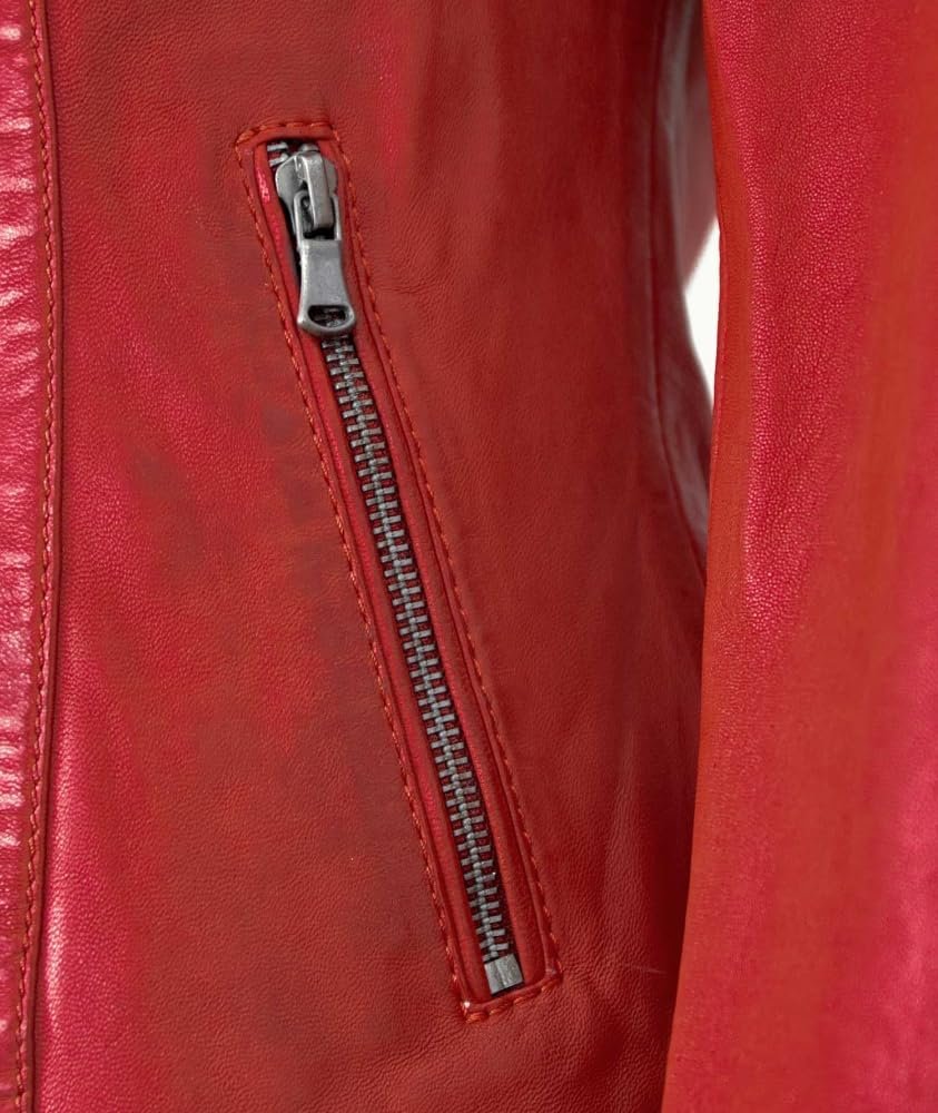 Женская кожаная куртка Lamb Nappa Red, фото №4