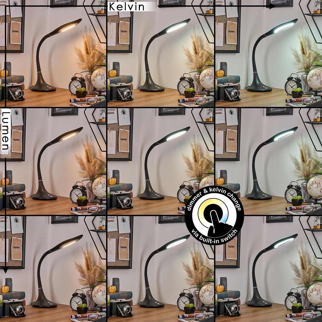 Настільна лампа HOFSTEIN Toggerbo LED Пластикова Діммована Чорна/Біла 69,5 см, фото №3