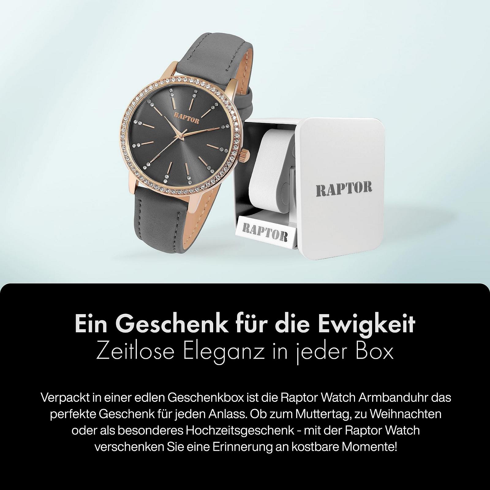 Часы Raptor Brilliance RA10176 Женские Браслет из натуральной кожи, стразы, блестки, элегантные, аналоговые, кварцевые, фото №6