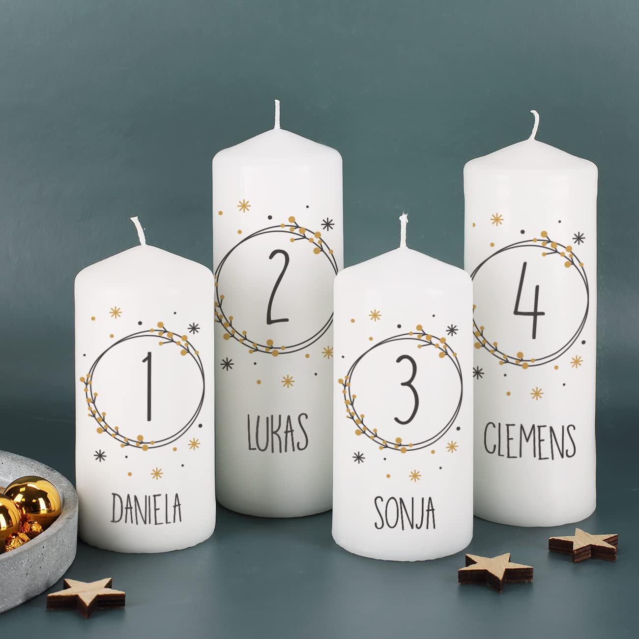 Набор свечей Herz & Heim® Advent с принтом 4 штуки, фото №3