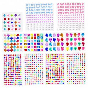 Акриловые бриллианты Наклейки со стразами FOMIYES 11 листов Самоклеящиеся Наклейки с драгоценностями Акриловые наклейки для открыток Альбомов для вырезок Свадебных украшений Подарочная упаковка Рождественские - Фото 1