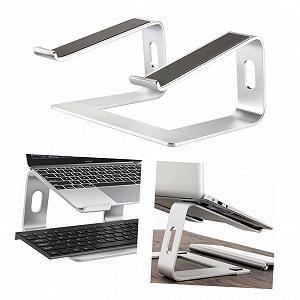 Подставка для ноутбука алюминиевая NUOBESTY с вентиляционным отверстием для охлаждения для дома офиса Нескользящие накладки Легкая Прочная - Фото 1