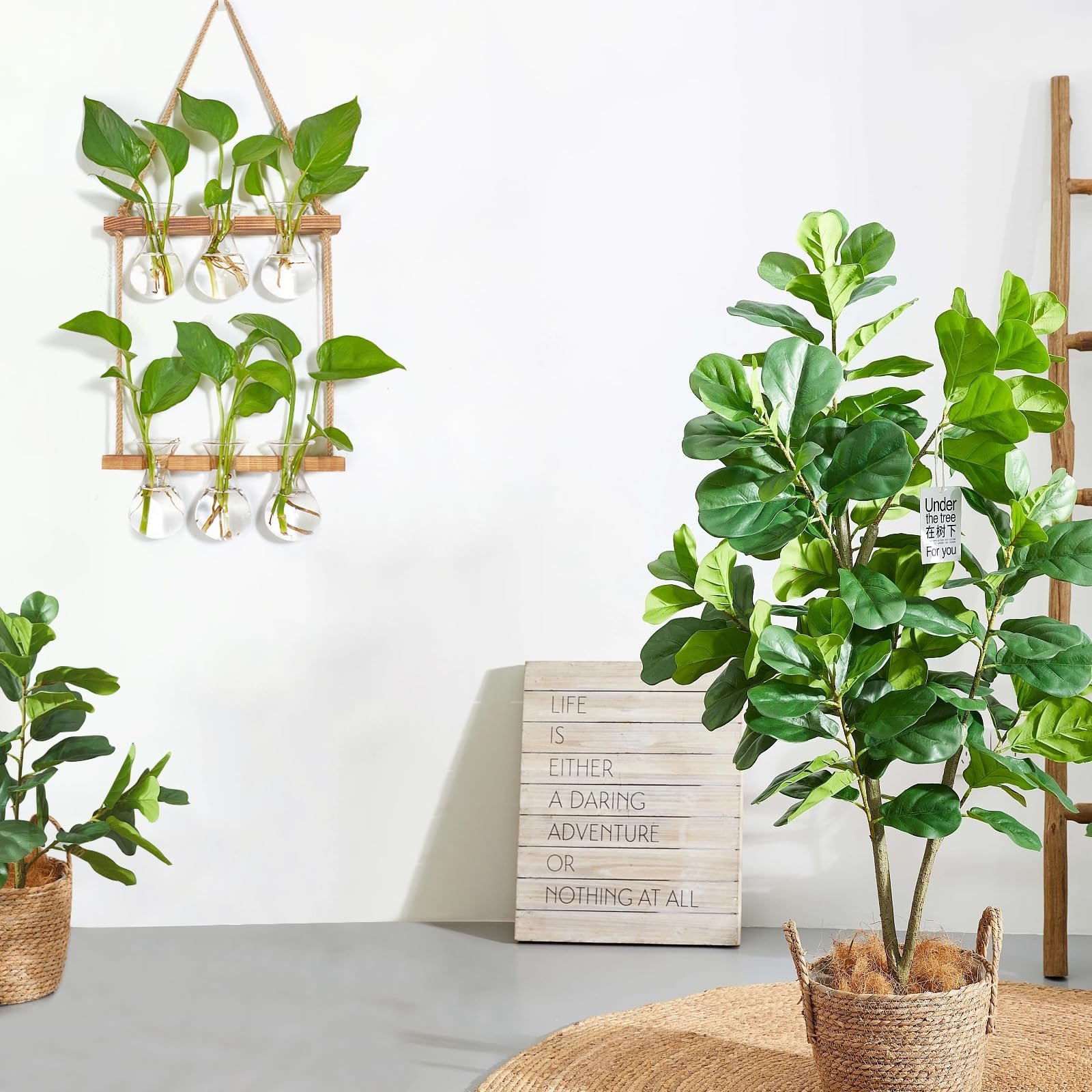 Настінна станція для розмноження рослин XXXFLOWER Wall Hanging 3 Bulbs 2 Tier Скляна з дерев'яною підставкою, фото №4