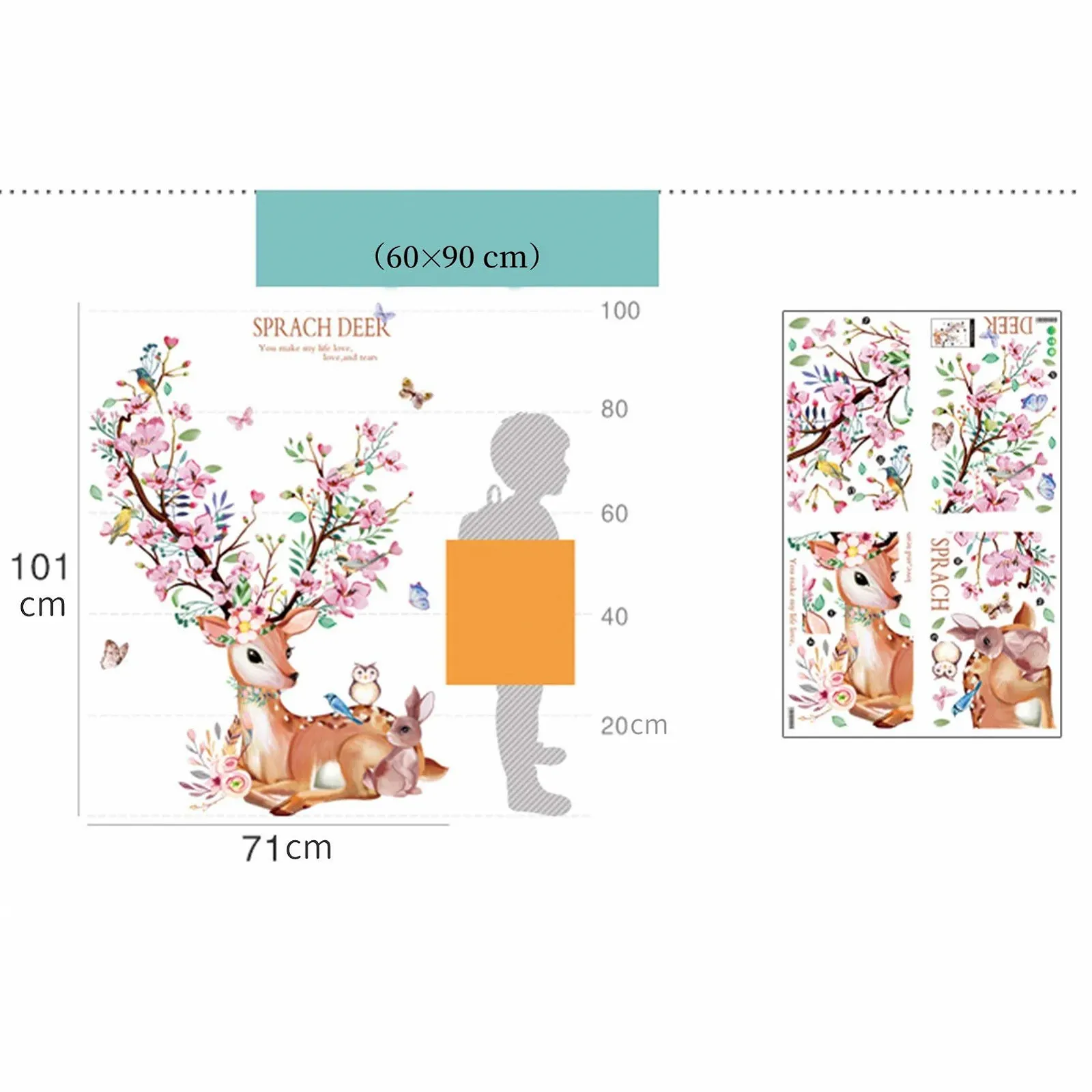 Наклейка на стіну TANOSAN Deer PVC для вітальні та коридору, фото №2 Наклейка на стіну TANOSAN Deer PVC для вітальні та коридору, фото №2
