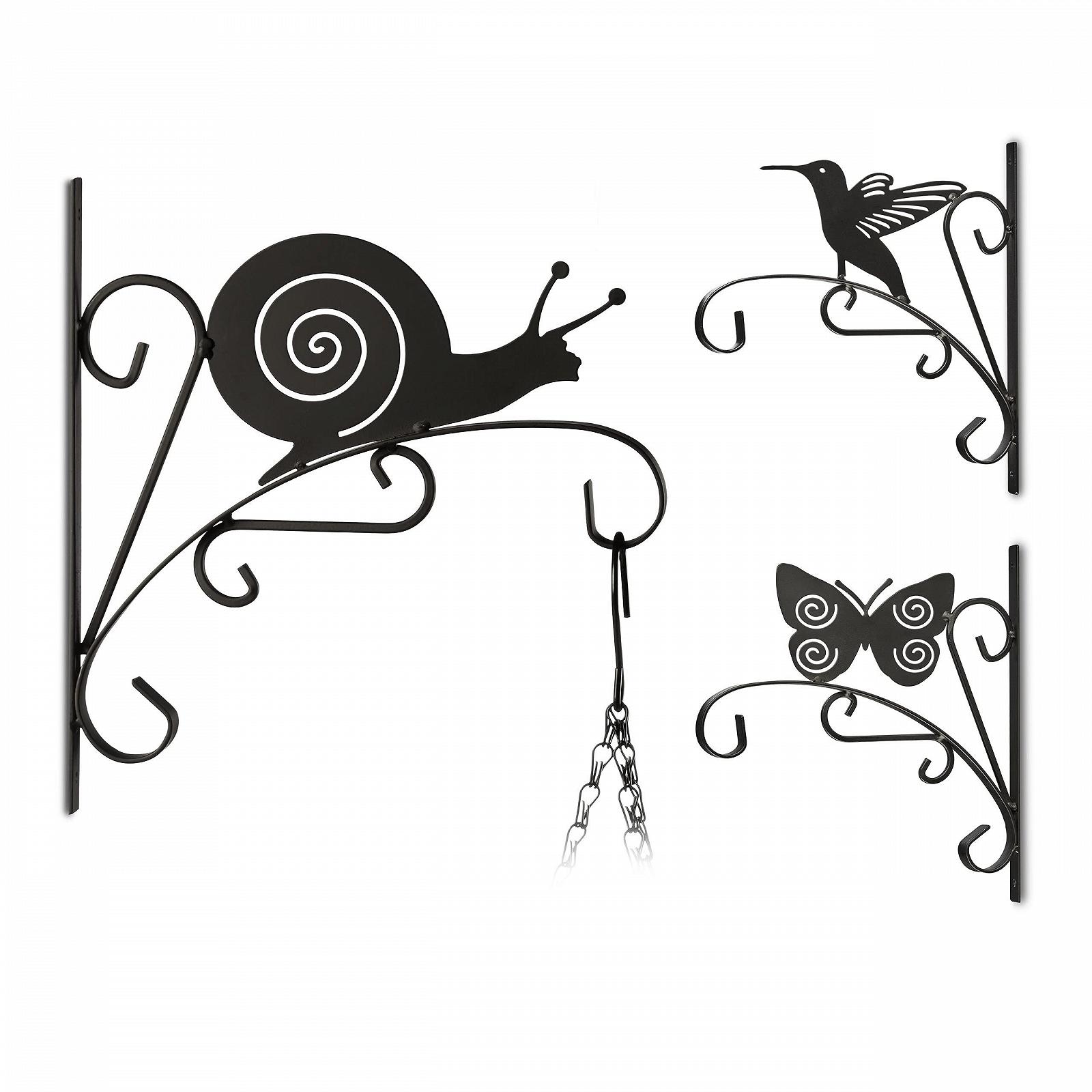 Кронштейн для підвісних кошиків Relaxdays Набір 3 шт. Метал 30x27.5x2 см Чорний, фото №1 Кронштейн для підвісних кошиків Relaxdays Набір 3 шт. Метал 30x27.5x2 см Чорний, фото №1