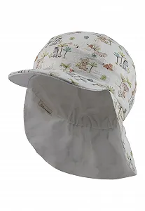 Шапка-кепка Sterntaler двусторонняя зверята - Двусторонняя шапка с козырьком с рисунком детенышей зверей из зоопарка - Детская шапка унисекс с принтом - Детская шапка с завязками - Фото 1