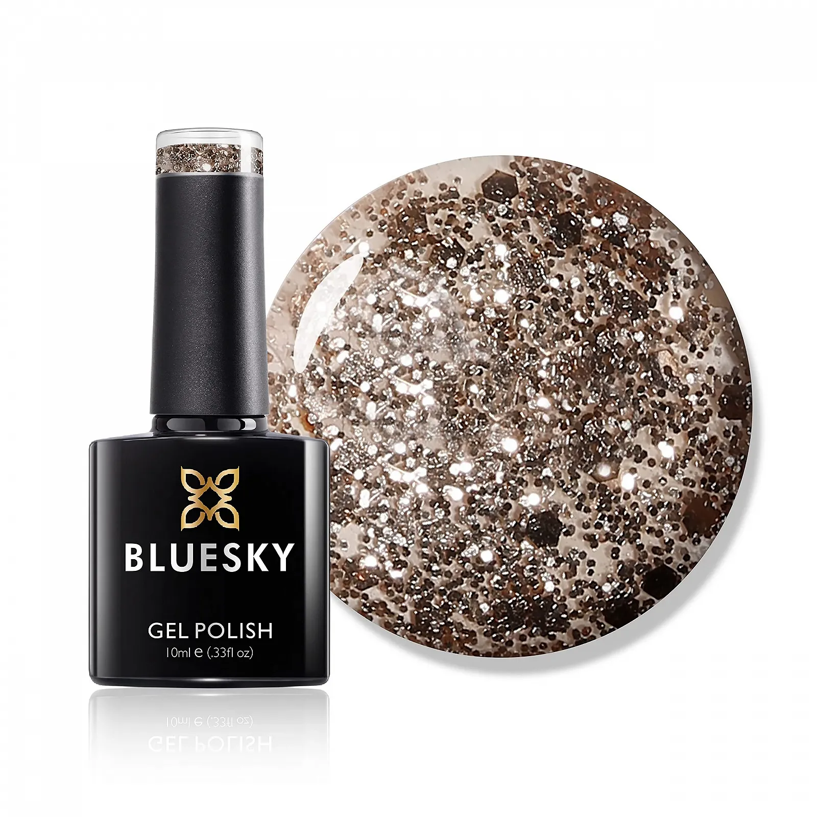 Гель-лак BLUESKY KS Range Glitter Colour Гель Soak Off UV/LED 10 мл Luxury Gold, фото №1