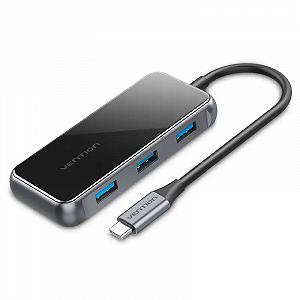 Концентратор Vention 5 в 1 Type-C-HDMI-USB-PD 3USB 3.0 4K 60Hz 87W 0.15m Чорний TFBHB - Фото 1