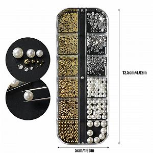 Стрази для нігтів 1білі напівкруглі ікринки, акрилові прикраси для нігтів, 1 коробка synthetic.ua - Фото 1