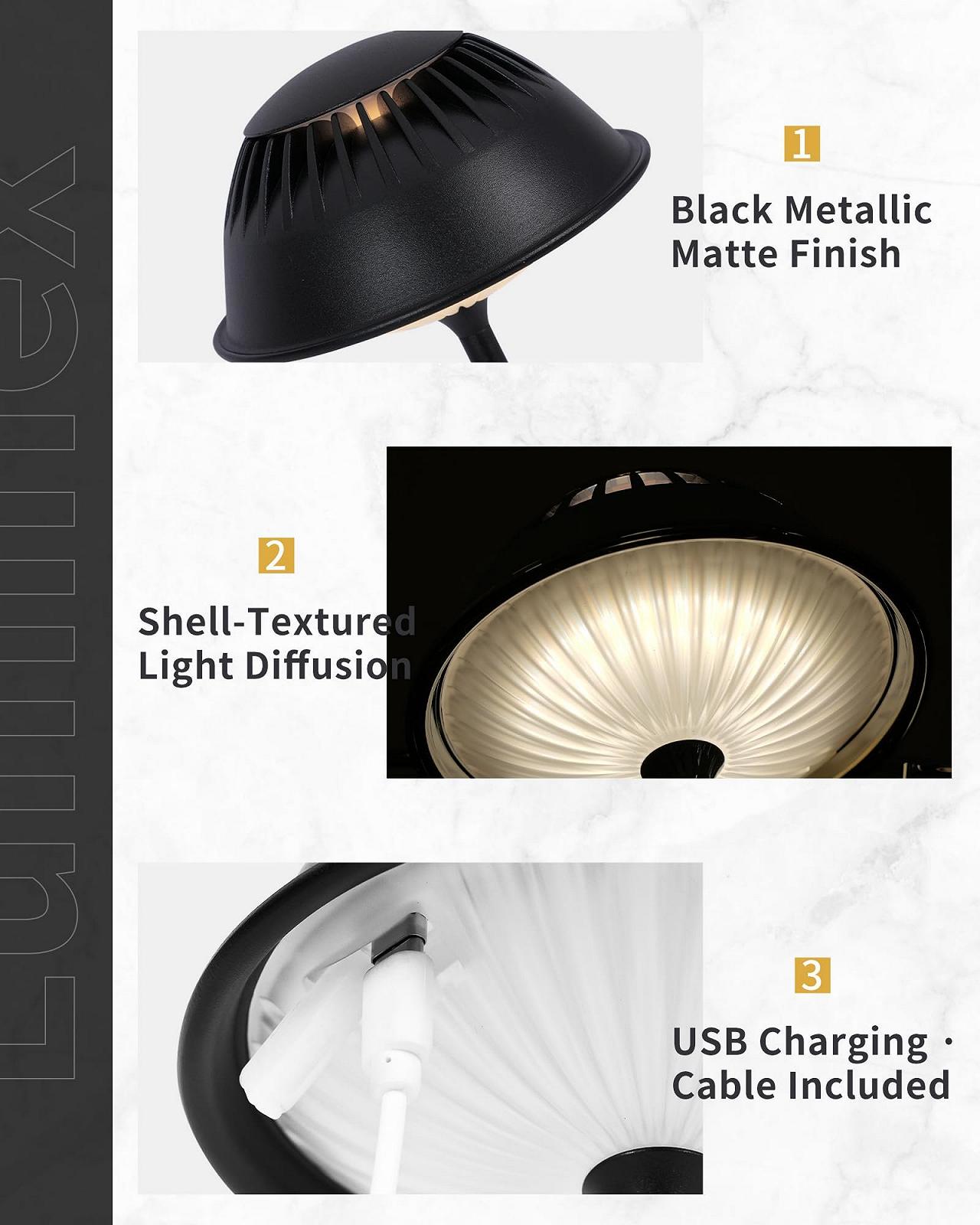 Настільна лампа LuminexDesigns Ретро акумуляторна 2 шт. Чорний, фото №3