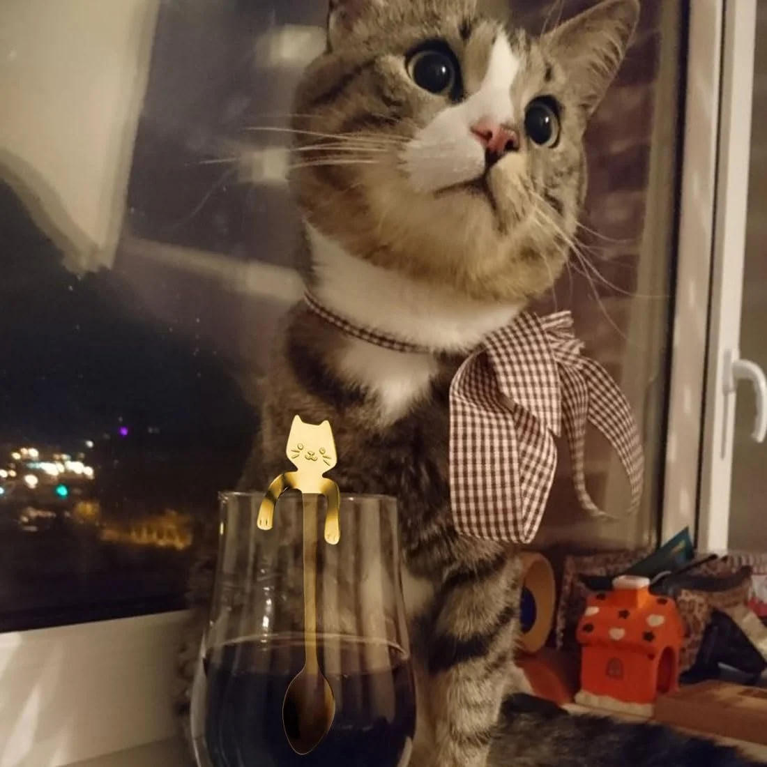 Ложка для кави з нержавіючої сталі Cat, 4 шт, фото №6