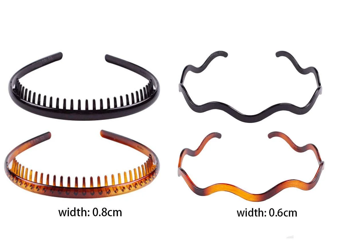 Обруч для волосся Пластик 4 шт Чорний, Коричневий, фото №2