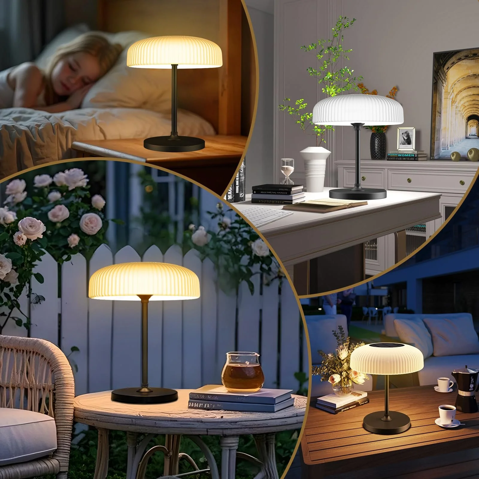 Настільна лампа AGOTD Solar Outdoor Wireless USB-C Touch Dimmable Warm White Cool White IP65, фото №8