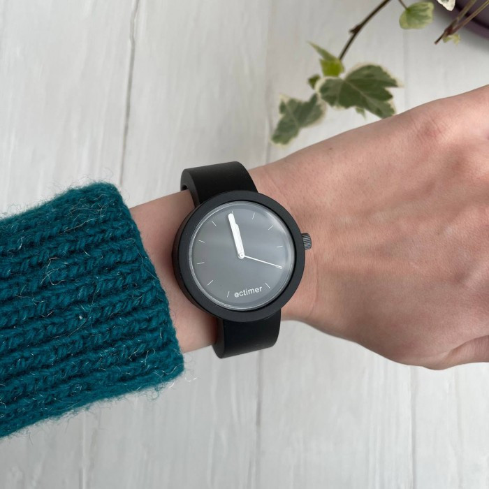 Женские силиконовые часы-конструктор actimer черный ремешок циферблат Mate black, фото №2