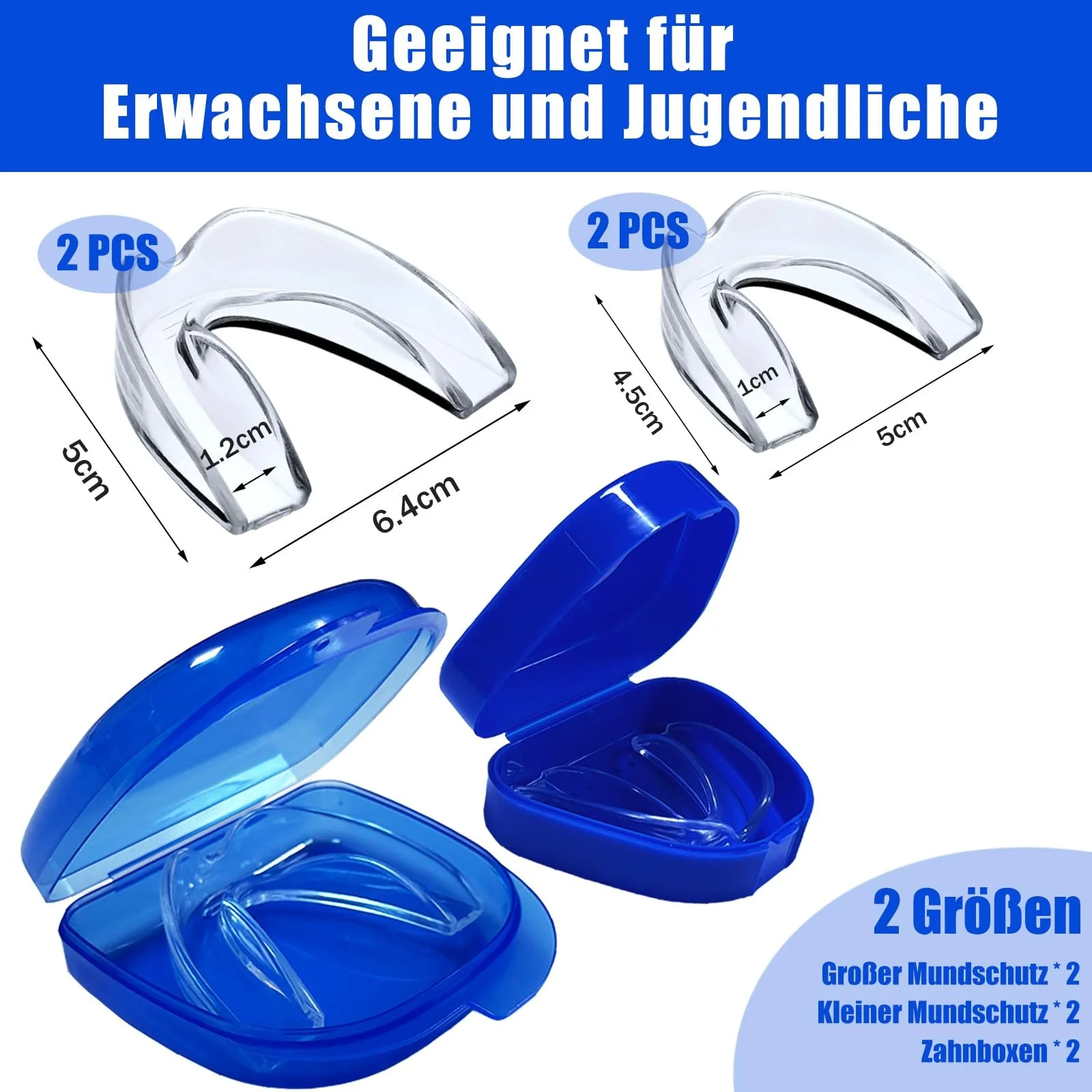 Ночная шина от бруксизма, набор из 4, 2 размера, многоразовая, гибкая, без BPA, фото №2