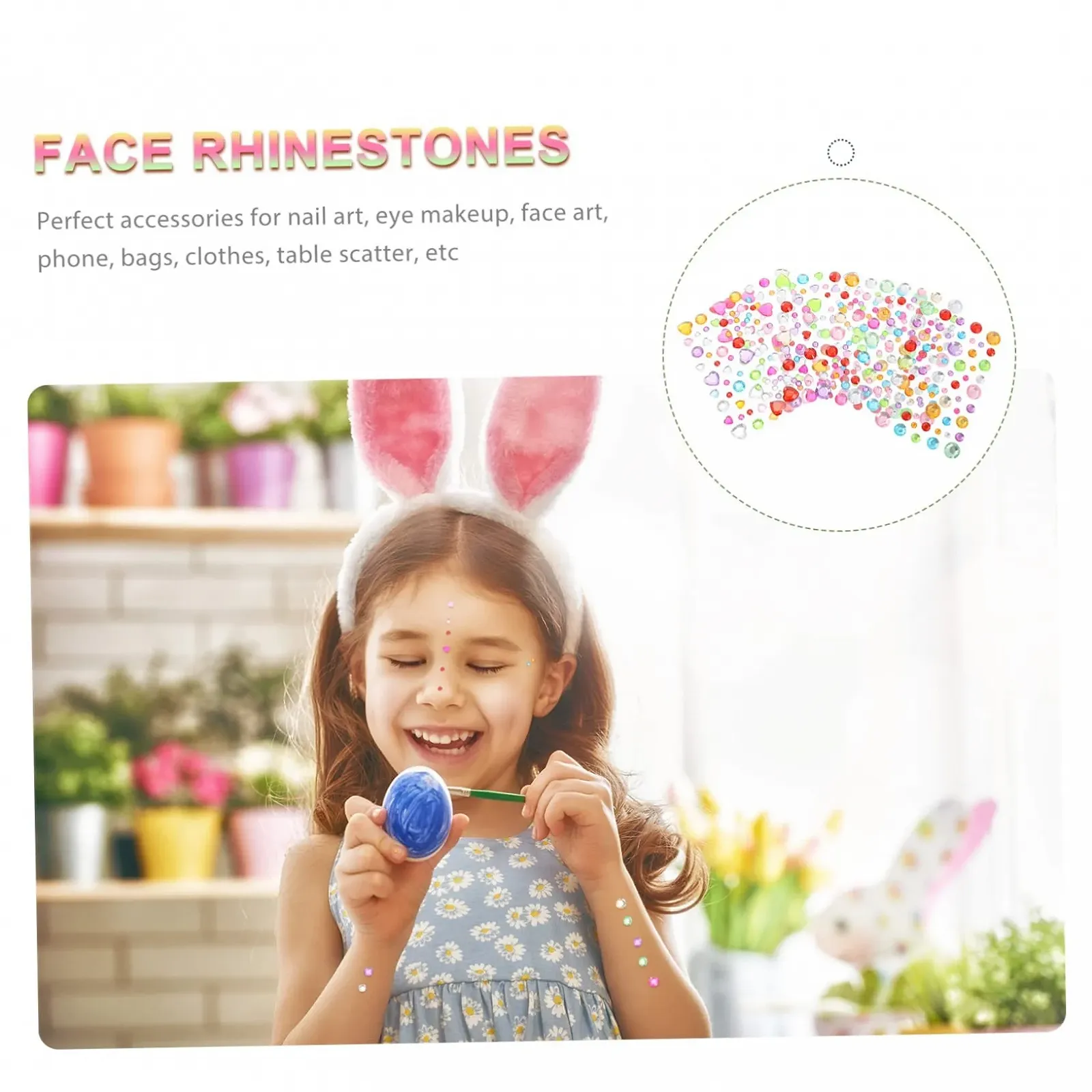 12 листов наклеек со стразами для лица Стразы для ногтей Детские драгоценности для лица Наклейки для ногтей в форме сердца Наклейки со стразами для глаз Декоративные наклейки Наклейка на телефон Лицо, фото №5